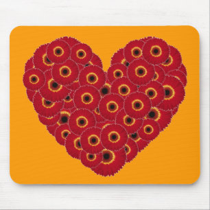Gerber Daisy Heart Mouse Pad