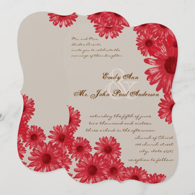 Gerber Daisy Wedding Invitations (Front/Back)