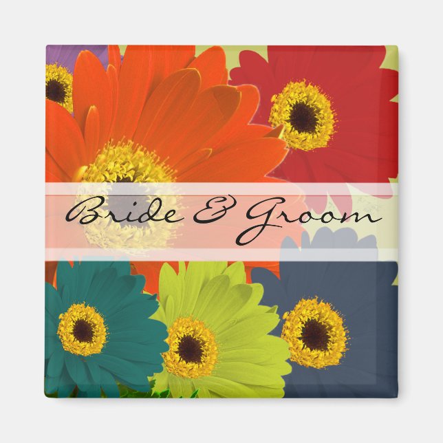 Gerber Daisy Wedding Stickers or Customize Magnet (Front)