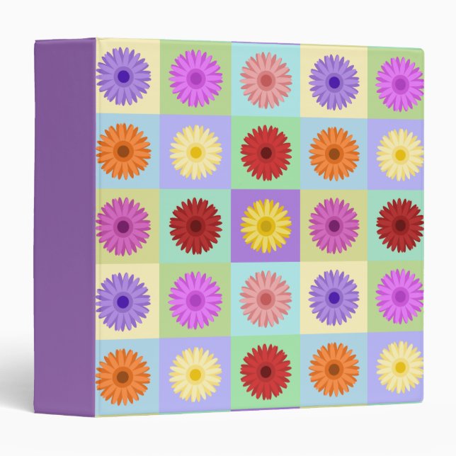 Gerbera 5x5 Daisy Pattern Binder (Front/Spine)