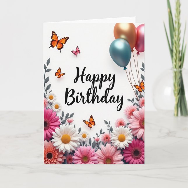 Gerbera Daisies Birthday Card (Front)