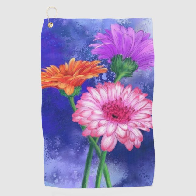 Gerbera Daisies Golf Towel (Front)