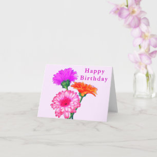 Gerbera Daisies Happy Birthday Card