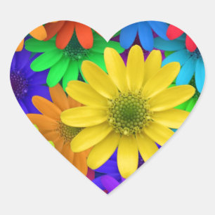 Gerbera Daisies Heart Sticker