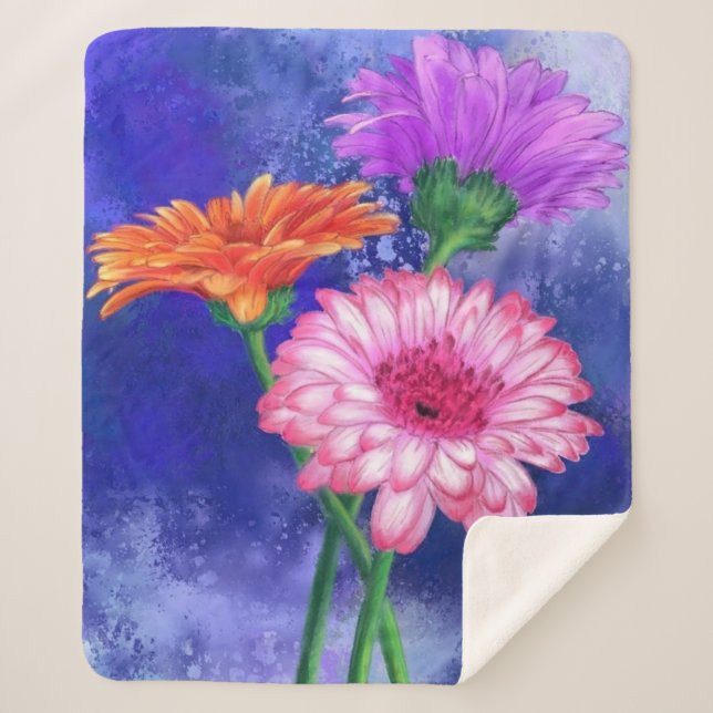 Gerbera Daisies Sherpa Blanket (Front)