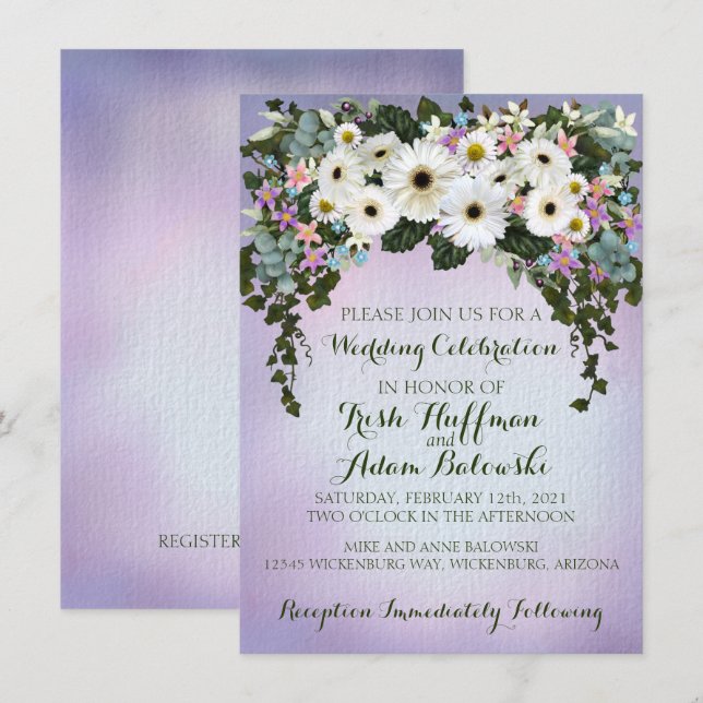 Gerbera Daisies Swag Wedding Invitation (Front/Back)