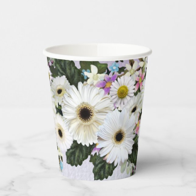 Gerbera Daisies Swag Wedding  Paper Cups (Left)
