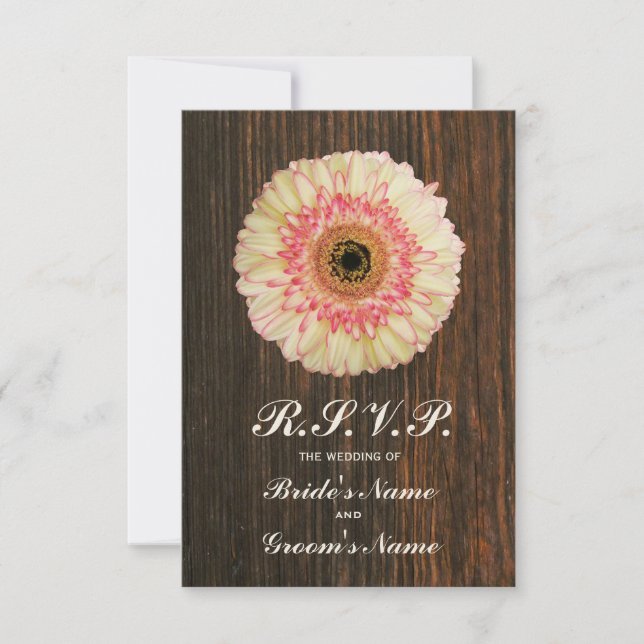 Gerbera Daisy & Barnwood Wedding RSVP (Devant)