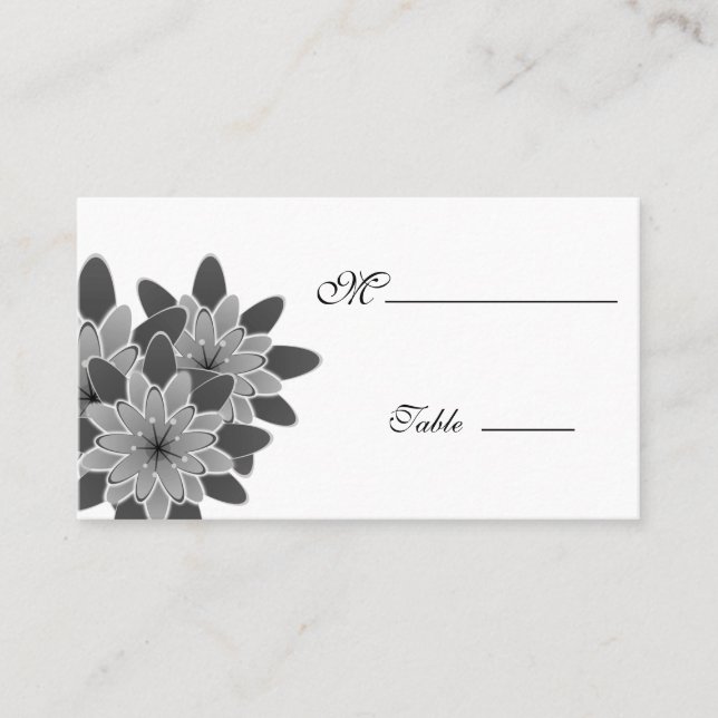 Gerbera Daisy Black white Carte de lieu pour l'occ (Devant)