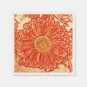 Gerbera Daisy Block Print - saffron orange Napkin