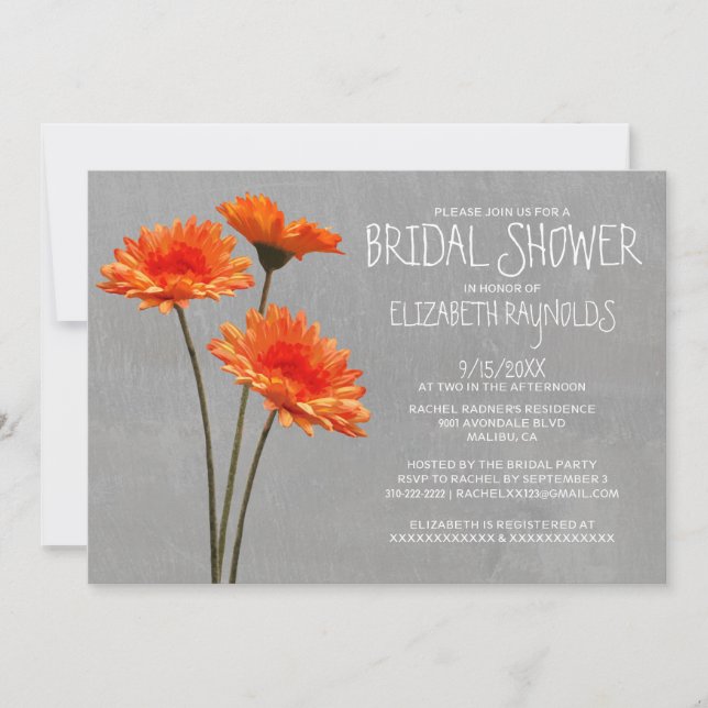 Gerbera Daisy Bridal Shower Invitations (Front)