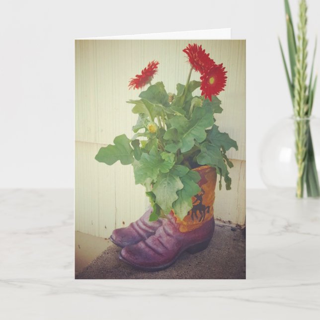 "Gerbera Daisy Cowboy Boots", carte de bien-être (Devant)