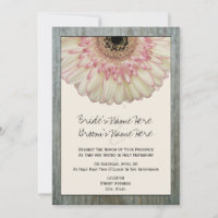 Gerbera Daisy et Barnwood Faire-part de mariage