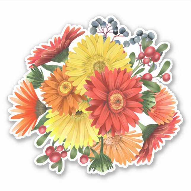 Gerbera Daisy Floral Bouquet Watercolor (Front)