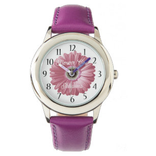 Gerbera Daisy Flower Girl Pink Watch