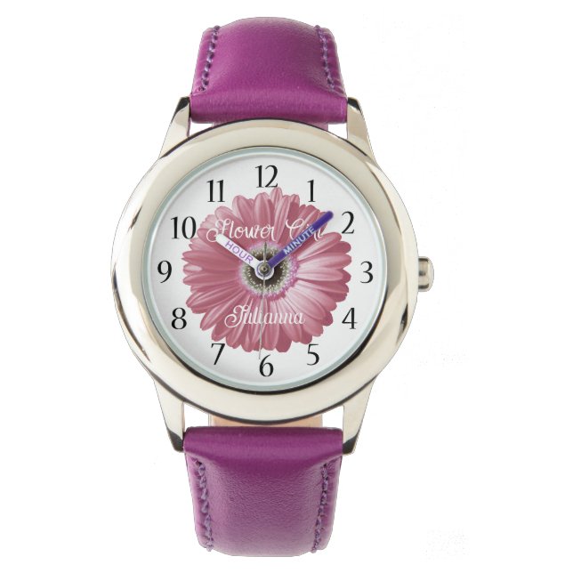 Gerbera Daisy Flower Girl Pink Watch (Front)