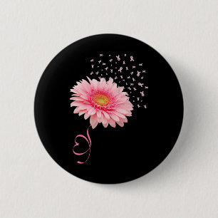 Gerbera Daisy Flower Ribbon Pollen Breast Cancer M 2 Inch Round Button