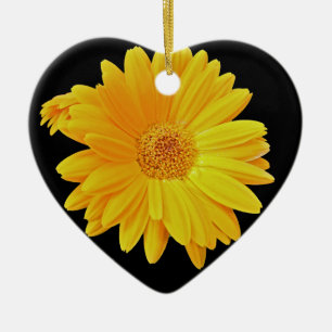 Gerbera Daisy (Gerbera hybrida) - Yellow Ceramic Ornament