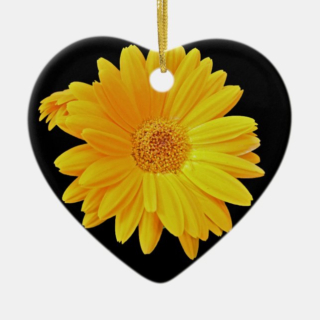 Gerbera Daisy (Gerbera hybrida) - Yellow Ceramic Ornament (Front)