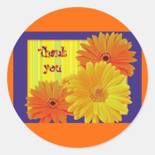 Gerbera Daisy (Gerbera hybrida) - Yellow Classic Round Sticker