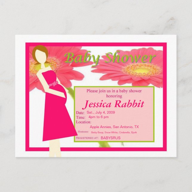 Gerbera Daisy Invitation Baby shower (Devant)