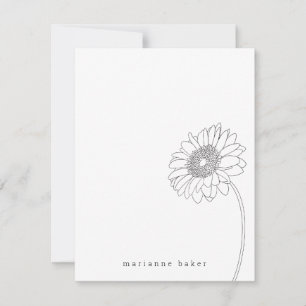 Gerbera Daisy Line Drawing Personalized Notecard