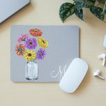 Gerbera Daisy Mason Jar Monogram For her Mouse Pad<br><div class="desc">This design was created though digital art. It may be personalized in the area provided or customizing by choosing the click to customize further option and changing the name, initials or words. You may also change the text colour and style or delete the text for an image only design. Contact...</div>