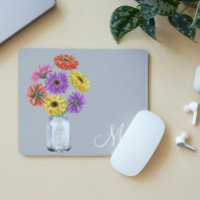 Gerbera Daisy Mason Jar Monogram For her