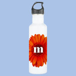 Gerbera Daisy Monogram Initial 710 Ml Water Bottle<br><div class="desc">Burnt orange gerbera daisy flower with modern lower case typography monogram initial design which can be changed to personalize.</div>