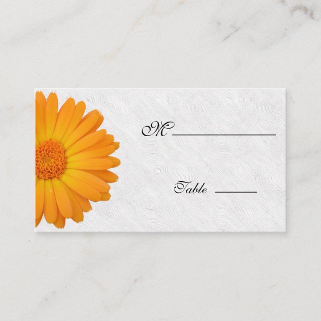 Gerbera Daisy Orange blanc Carte de lieu pour l'oc (Devant)