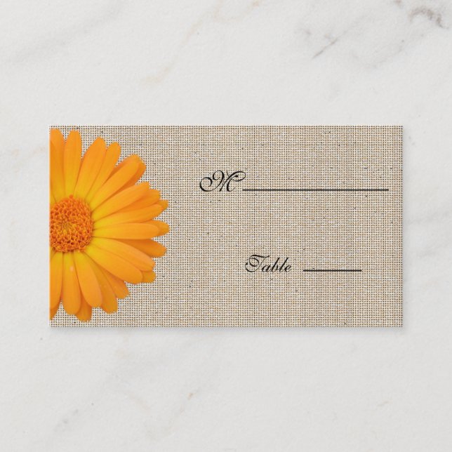 Gerbera Daisy Orange Place Card for Occasion (Front)