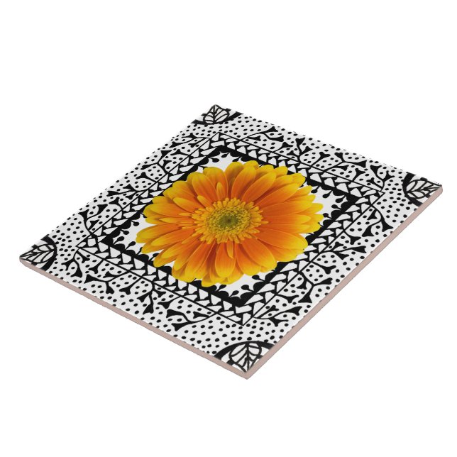 Gerbera Daisy Orange Tile (Side)