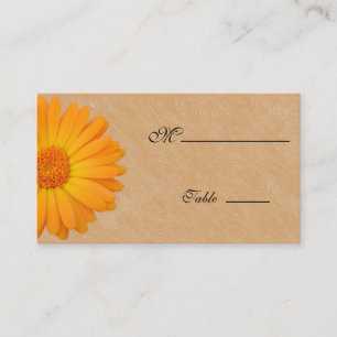 Gerbera Daisy Orange Wood Place Card for Occasion