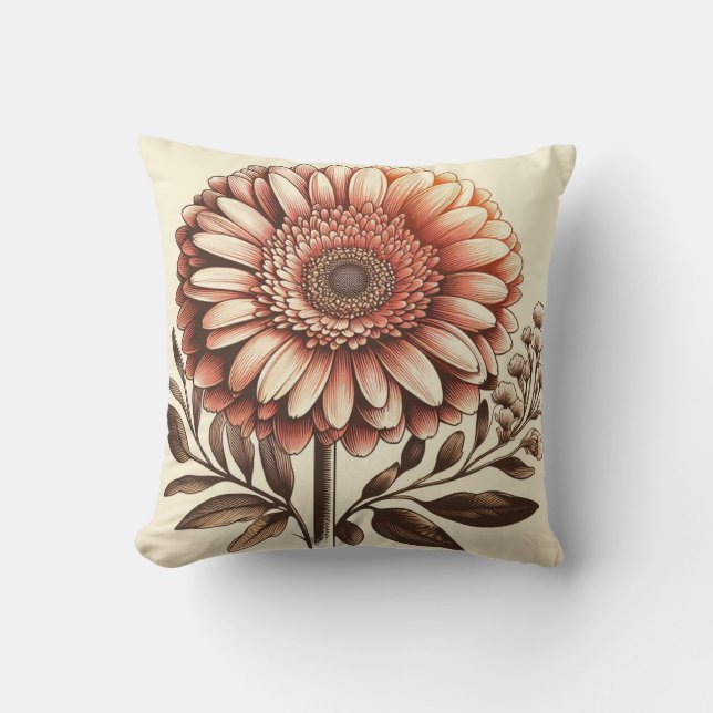 Gerbera Daisy Pillow for Garden-Inspired Comfort (Front)