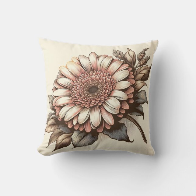 Gerbera Daisy Pillow for Garden-Inspired Comfort (Front)