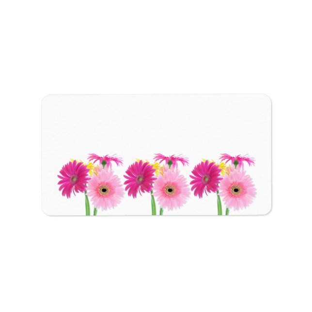 Gerbera Daisy Pink Flowers Label (Front)