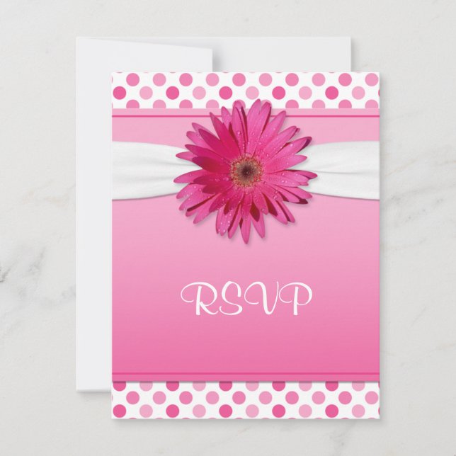 Gerbera Daisy Polka Dot Bat mitzvah Carte de répon (Devant)