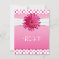Gerbera Daisy Polka Dot Bat mitzvah Carte de répon