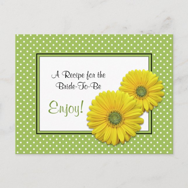 Gerbera Daisy Recipe Card for the Bride to Be (Front)