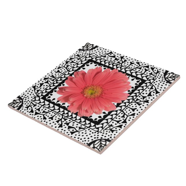 Gerbera Daisy Sherbert Tile (Side)