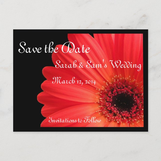 Gerbera Daisy Theme Save the Date Announcement Postcard (Front)