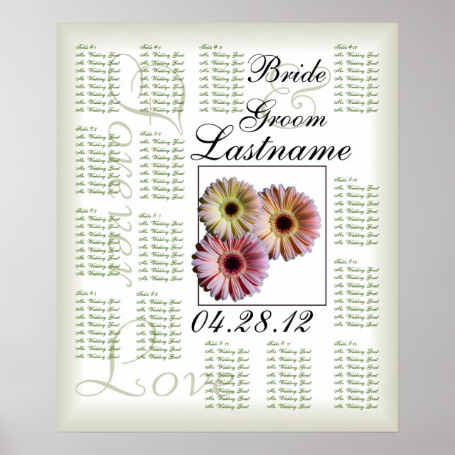 Gerbera Daisy Trio Mariage Tableau des places assi (Devant)