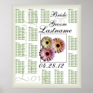 Gerbera Daisy Trio Wedding Guest Seating Chart