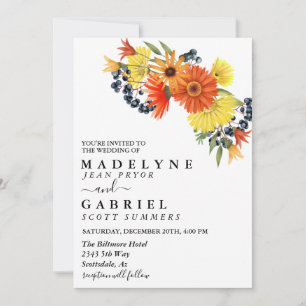Gerbera Daisy Wedding Bouquet Floral Invitation