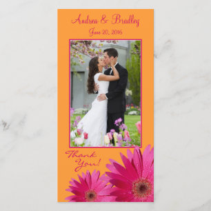 Gerbera Daisy Wedding Thank You Photocard Card