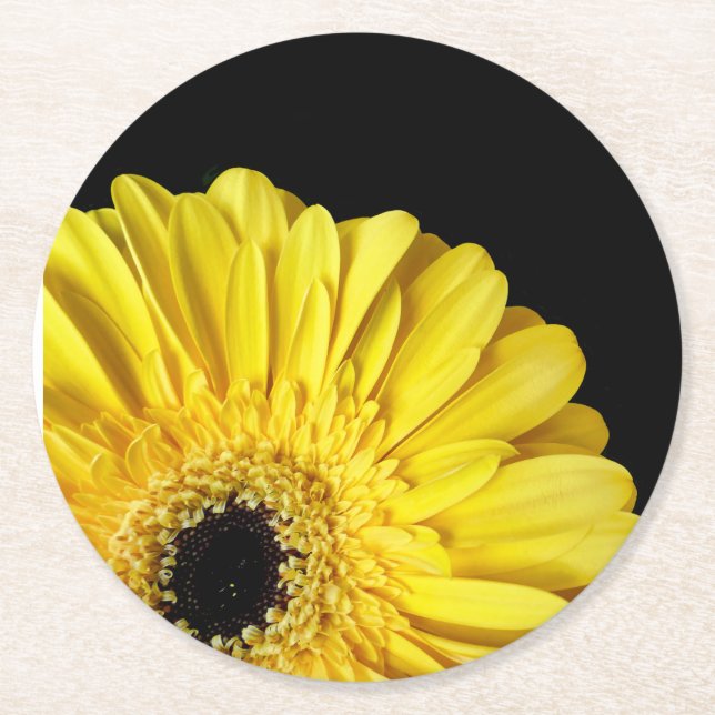 Gerbera Flower Round Paper Coaster (Front)