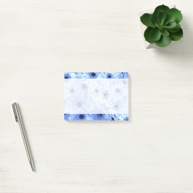 Gerbera Flowers, Blue Flowers, Pattern Of Flowers Post-it Notes (Office)