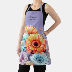 Gerbera flowers custom text purple apron
