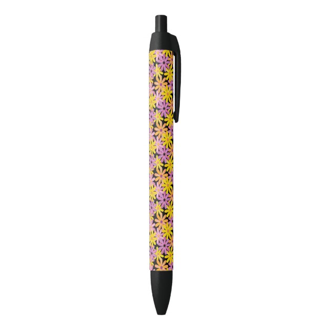 Gerbera flowers pattern, background black ink pen (Bottom (Vertical))