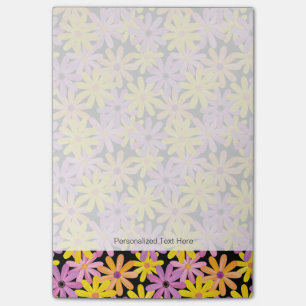 Gerbera flowers pattern, background post-it notes
